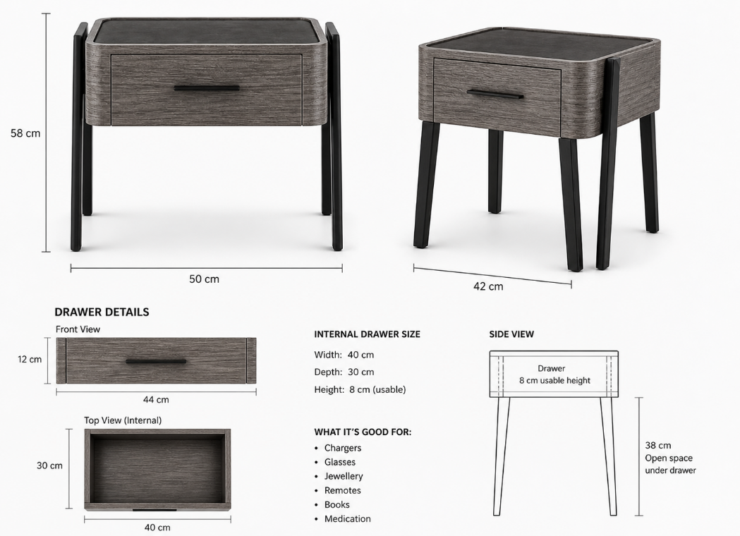 Nikos Bedside Table
